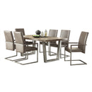 Lazarus Vintage Gray PU & Antique Silver Arm Chair (Set-2)
