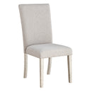 Katet Beige Linen & Antique White Side Chair (Set-2)