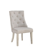 Katet Beige Linen & Antique White Arm Chair (Set-2)