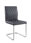 Ansonia Gray PU & Chrome Side Chair (Set-2)