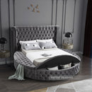 Global Round Velvet Storage Bed