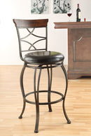 Tavio Espresso PU & Antique Bronze Bar Chair (Set-2)