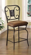 Tavio Fabric & Antique Bronze Counter Height Chair (Set-2)