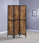 Rustic Antique Nutmeg Three-Panel Screen