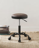 Ouray Vintage Mocha PU & Black Adjustable Stool (Set-2)