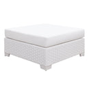 Somani White Wicker/White Cushion Ottoman