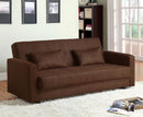 Jansen Brown Microfiber Futon Sofa w/ Storage