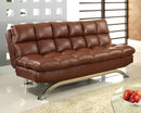 Aristo Saddle Brown Leatherette Futon Sofa, Saddle Brown