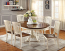 HARRISBURG Vintage White/Dark Oak Oval Dining Table w/ 18" Butterfly Leaf