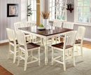 HARRISBURG II Vintage White/Dark Oak 7 Pc. Counter Ht. Dining Table Set
