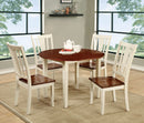 DOVER II Vintage White, Cherry Round Table w/ Drop Leaf