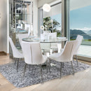 Izzy Chrome 5 Pc.Round Dining Table Set (WH Chairs)