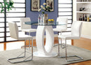 LODIA II White 5 Pc. Round Counter Ht. Dining Table Set