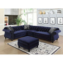 JOLANDA II Blue Sectional + 1 Right Side Chair, Blue